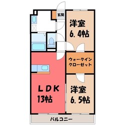 西川田駅 徒歩16分 1階の物件間取画像